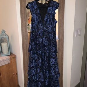 Lulus Molinetto Navy Blue Ruffle Tiered Maxi Dress